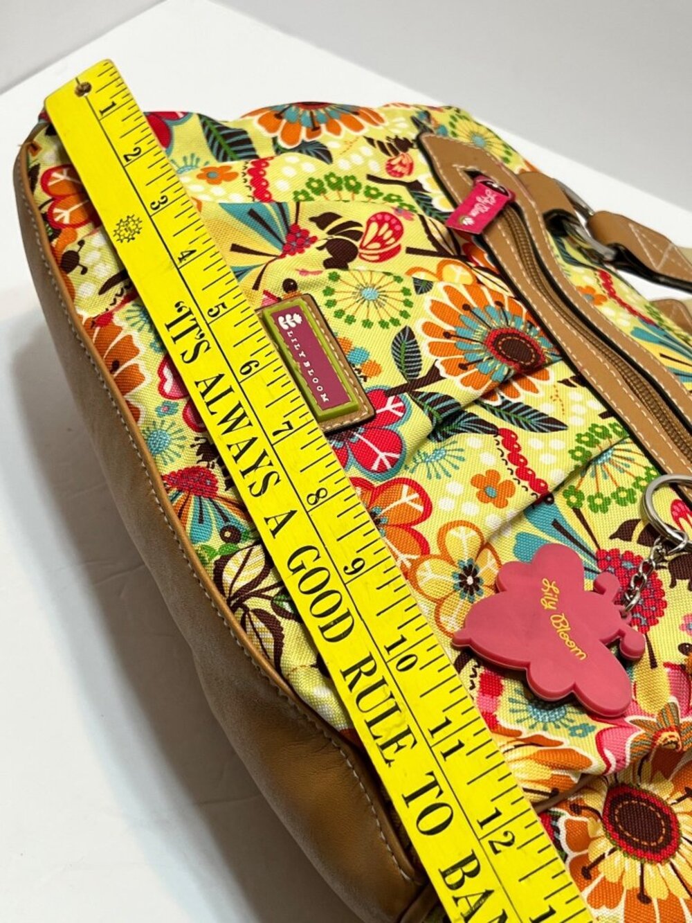 Lily Bloom Floral Bee Tote Bag Busy Bee Recycled Polyester Vinyl Trim Boho Y2K - Picture 16 of 16